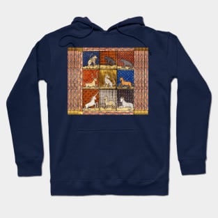 MEDIEVAL BESTIARY FANTASTIC ANIMALS IN GOLD RED BLUE COLORS Hoodie